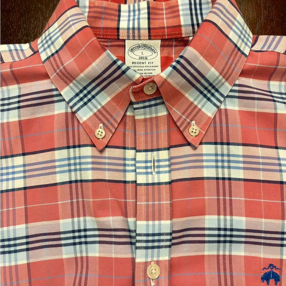 Brooks Brothers Brushed Twill Plaid Button Down Shirt